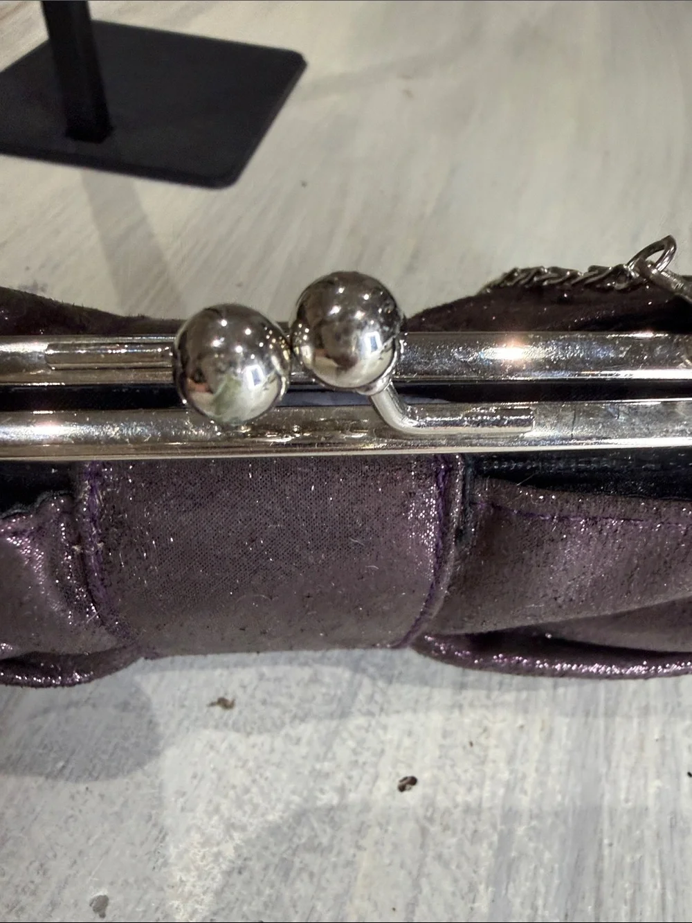 Vintage Metallic Plum Evening Clutch with Chain Strap